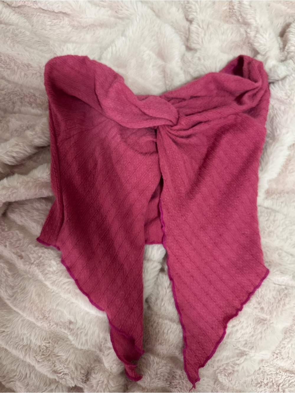 Twist Front Magenta Ribbed Crop Top
